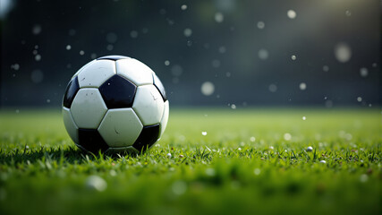 Fototapeta premium Exciting Soccer Ball on a Lush Green Field