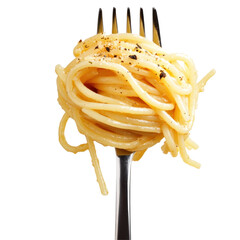 Spaghetti in a spoon Isolated on a transparent png 