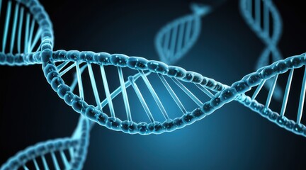 Glowing Blue DNA Helix Abstract 3D Rendering