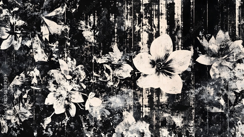 Aufkleber captivating monochrome floral composition with delicate petals and serene atmosphere this striking b