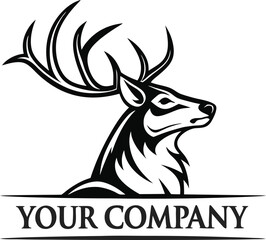 Deer vector silhouette logo with text art and illustration design.