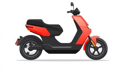 Modern red electric scooter illustration