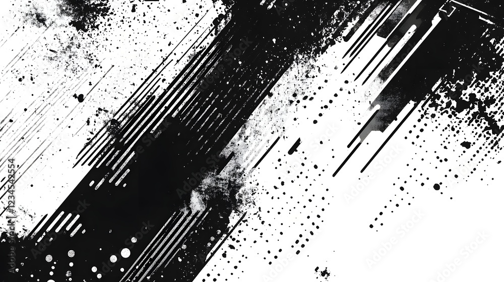 Leinwandbilder dramatic abstract monochrome painting with fluid expressive brush strokes chaotic paint splashes and