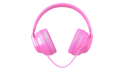 Pink headphone isolated on white or transparent background 