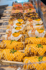 Close-up view of a delicious Okonomiyaki Sticks selling at the food stall.