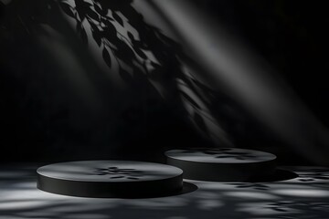 Two Cylindrical Platforms with Leaf Shadows