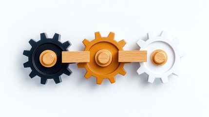 Close-up of colorful gears representing teamwork and collaboration in industrial processes and mechanical systems.