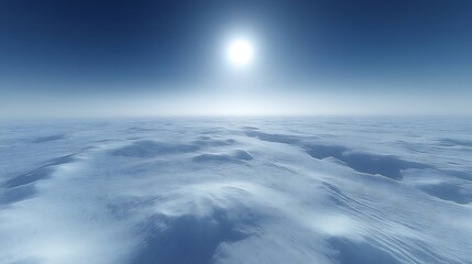 Obraz premium Vast expanse of snow under a bright sky showing the horizon at eye level