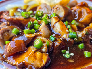 Siobak, Balinese Singaraja authentic traditional foods contain pork in thin slices and thick chili sauce