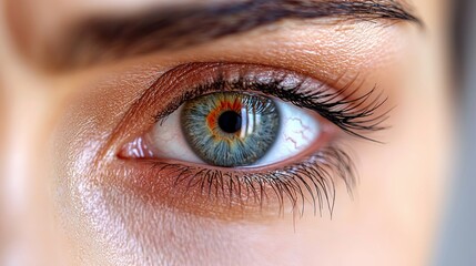 Obraz premium Woman's green eye close-up with visible blood vessels