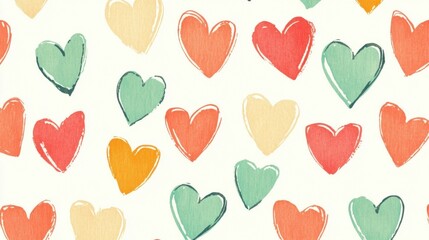 Colorful Hand-Drawn Hearts Pattern