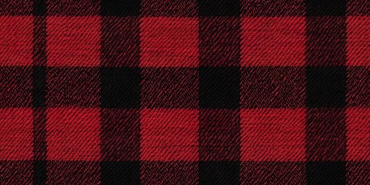 Red and Black Plaid Texture: A close-up view of a classic red and black plaid pattern, showcasing its bold and timeless appeal. This high-resolution texture is ideal for graphic design.