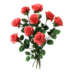 Fototapeta premium PNG Bouquet of Pink Roses Against Transparent Background for Floral Arrangements, Wedding Design, or Romantic Gift Promotion