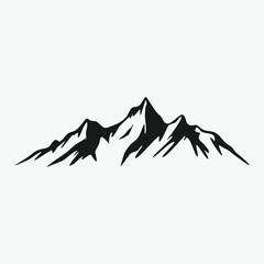Mountain silhouette. Rocky mountains icon with white background
