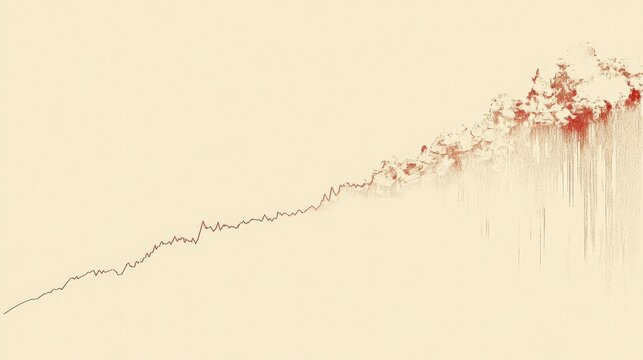 Abstract Concept of Growth and Decline Represented Through Lines and Clouds