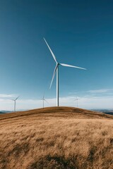 Wind Turbines on a Hilltop Generating Clean Energy