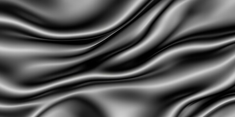 Fototapeta premium Black Satin Drape: A luxurious and elegant close-up shot of black satin fabric, showcasing the soft, flowing waves and shimmering texture.