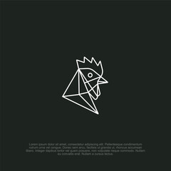 Simple geometric rooster head logo with a bold and striking appearance, suitable for farm branding, food packaging, restaurants, and agriculture businesses © Simple