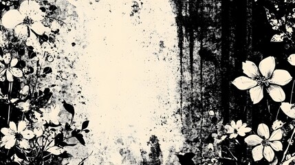 Ethereal and moody abstract floral design in a monochrome grunge inspired atmosphere capturing a sense of mystery and contemplation