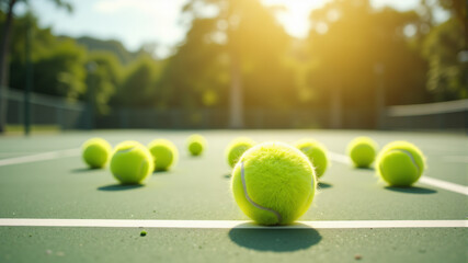 Tennis Balls on Court A Vibrant Scene