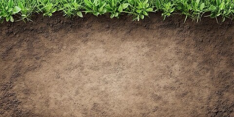 Soil and Sprout:  A close-up shot reveals rich, dark brown soil contrasted by vibrant green sprouts at the top, creating a compelling image symbolizing growth and renewal. 