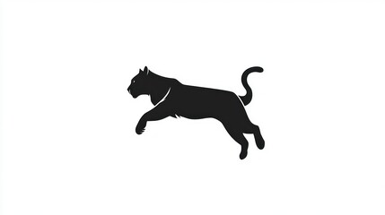 Leaping panther silhouette, white background, wildlife icon