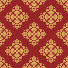 Vector damask seamless pattern with Ornamental Motifs for Decor Design.