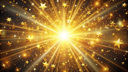 Obraz premium A vibrant abstract background with golden twinkling stars and cosmic rays, reminiscent of a celestial explosion