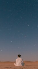 Fototapeta premium Contemplative stargazing moments desert night sky rear view introspection and wonder