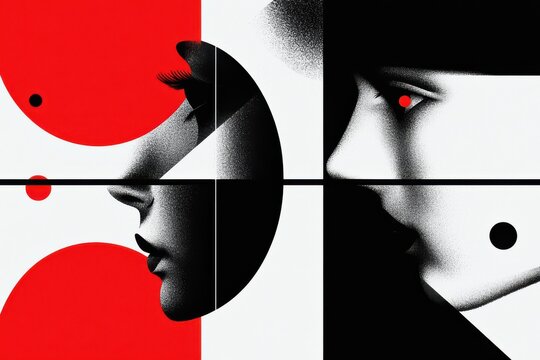 Dual identity exploration abstract art digital modern concept close-up view identity and perception