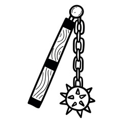 Hand drawn doodle mace on white background.