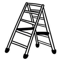 Hand drawn doodle ladder on white background.