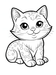 Obraz premium Cheerful Cartoon Cat with Spots Coloring Page