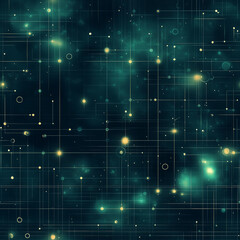 Obraz premium Seamless futuristic digital circuit pattern with glowing neon cyberpunk elements in a high-tech abstract sci-fi background