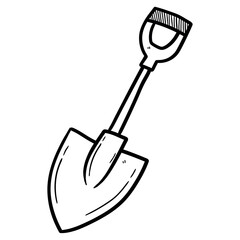 Hand drawn doodle shovel on white background.