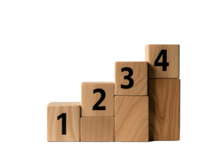 Wooden blocks with numbers, ''1234'' ascending