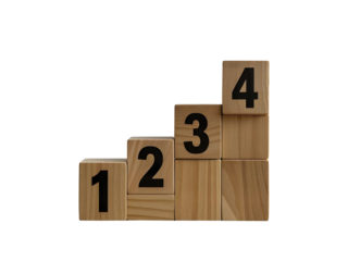Wooden blocks with numbers, ''1234'' ascending