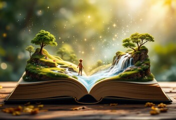 A Boy's Magical Journey: An Enchanting Tale Unveiled from an Open Book