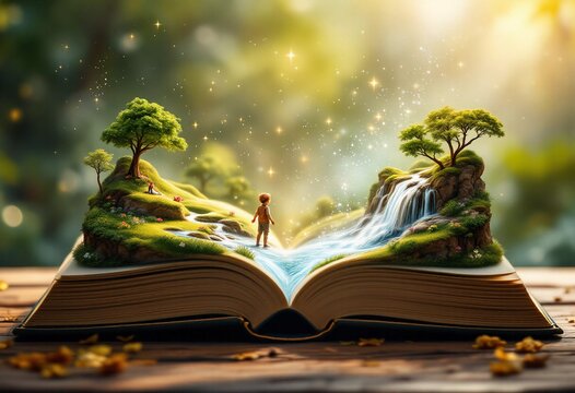 A Boy's Magical Journey: An Enchanting Tale Unveiled from an Open Book