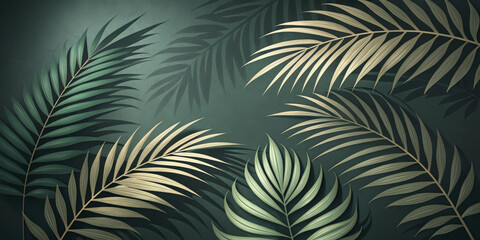 Elegant tropical palm leaves with intricate shadows create serene atmosphere