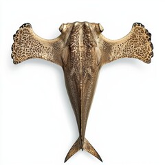 Unique and Detailed View of a Beautifully Patterned Broadclub Cuttlefish on a White Background