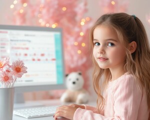 Exploring Modern Learning Evaluating Internet Education A young student engaging with a digital education dashboard, potentially AI-powered, while sitting at a desk with a computer screen This scene