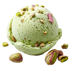 scoop of pistachio ice cream isolated on transparent background