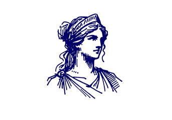  Greek Goddess Athena hand drawn sketch vector