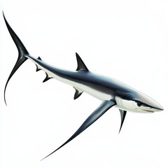 Realistic Illustration of a Graceful Shark Swimming in the Ocean with a Lively Color Palette and Dynamic Shape