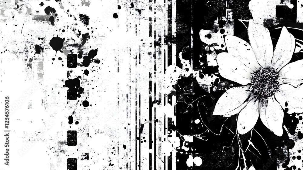 Fototapete Stunning abstract monochrome paint splash background with dynamic fluid patterns and contrasting black and white tones  Captivating digital design with a modern experimental feel