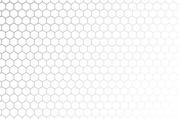 Abstract black and white background consisting of hexagons. Halftone background. Gradient illustration. Soccer,football concept wallpaper.