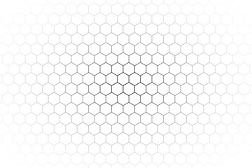 Abstract black and white background consisting of hexagons. Halftone background. Gradient illustration. Soccer,football concept wallpaper.