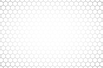 Abstract black and white background consisting of hexagons. Halftone background. Gradient illustration. Soccer,football concept wallpaper.