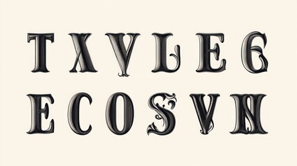 Ornate, decorative, vintage typeface set, against a plain background